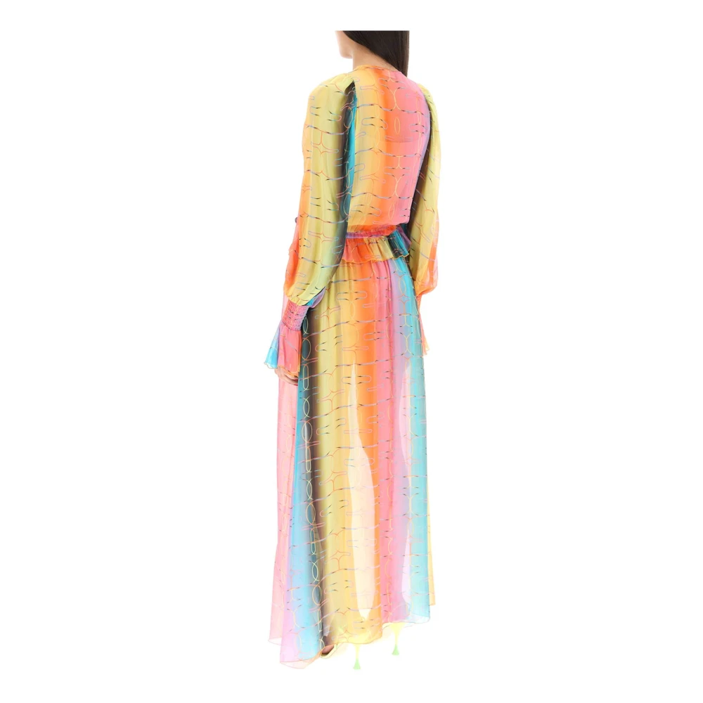 Siedrés Zijden chiffon jurk met monogramprint Multicolor Dames