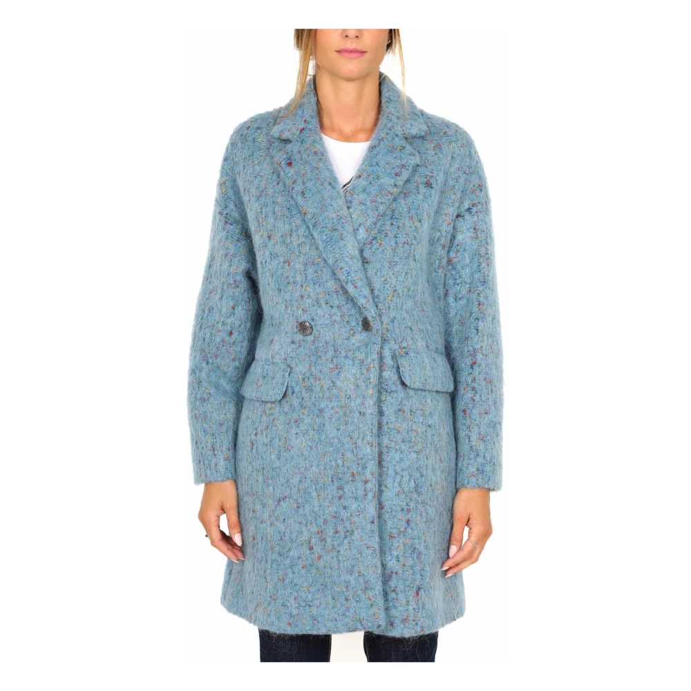 Liu Jo Oversized Blauwe Wollen Jas Blue Dames