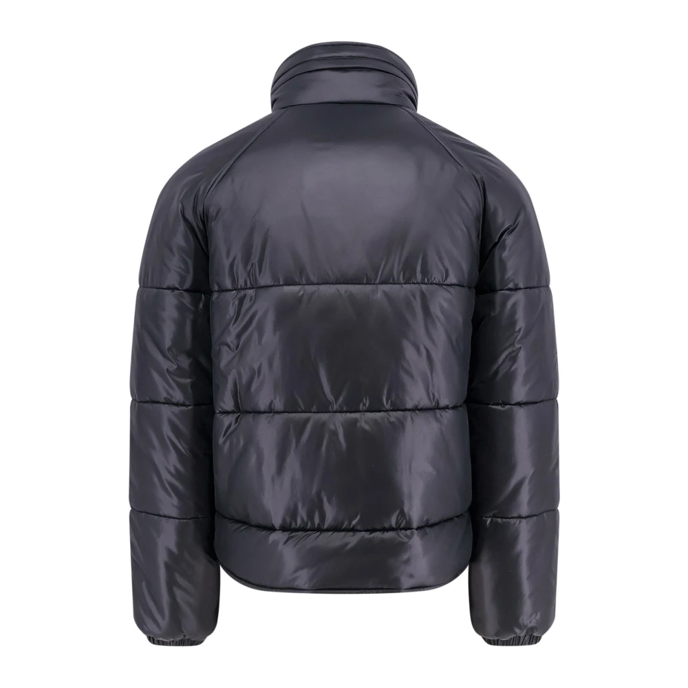 Saint Laurent Gewatteerde nylon jas met verborgen capuchon Black Heren