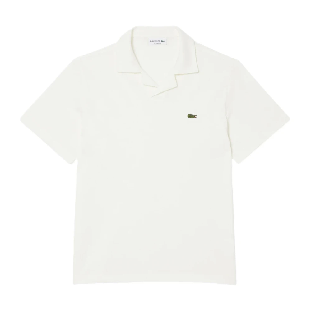 Lacoste Men's White Polo Shirts, M, Classic Fit Cotton-Linen Polo Shirt