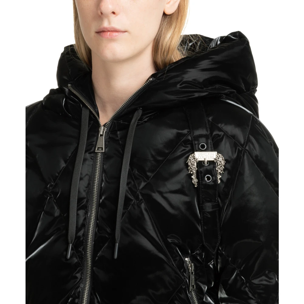 Versace Jeans Couture Capuchon Rits Effen Donsjas Black Dames