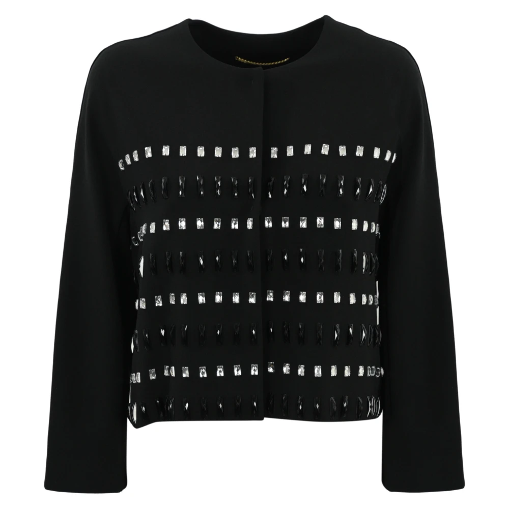 Max Mara Studio Zwarte juweelversierde damesjas Black Dames
