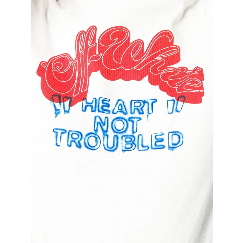 Off White Wit Rood Heart Trouble T-Shirt White Dames
