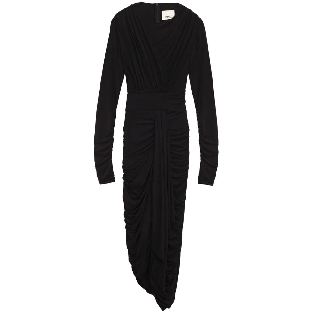 Isabel marant Zwarte Gedrapeerde Jurk met Geplooide Details Black Dames