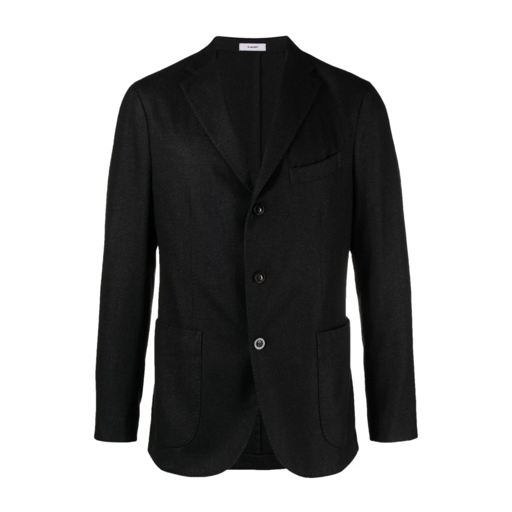 Boglioli Zwarte wollen jas met dartdetails Black Heren