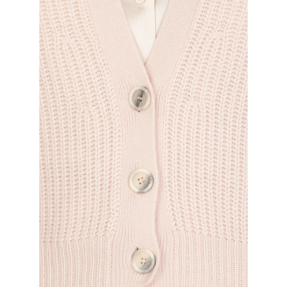 PESERICO Roze Kasjmier Vest V-hals Trui Pink Dames