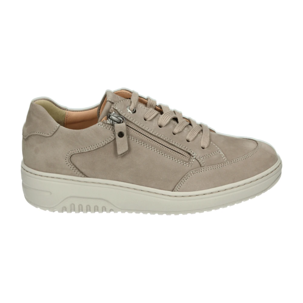 Hartjes Sportieve Lage Damesschoenen Taupe Nubuck Dames Schoenen Beige