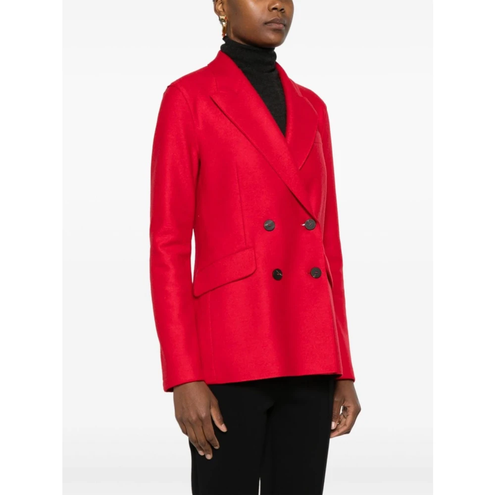 Harris Wharf London Rode Double-Breasted Fleece Jas Red Dames