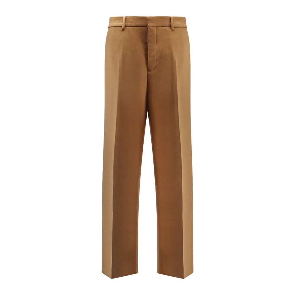 Ami Paris Men's Brown Wool Wide Leg Trousers