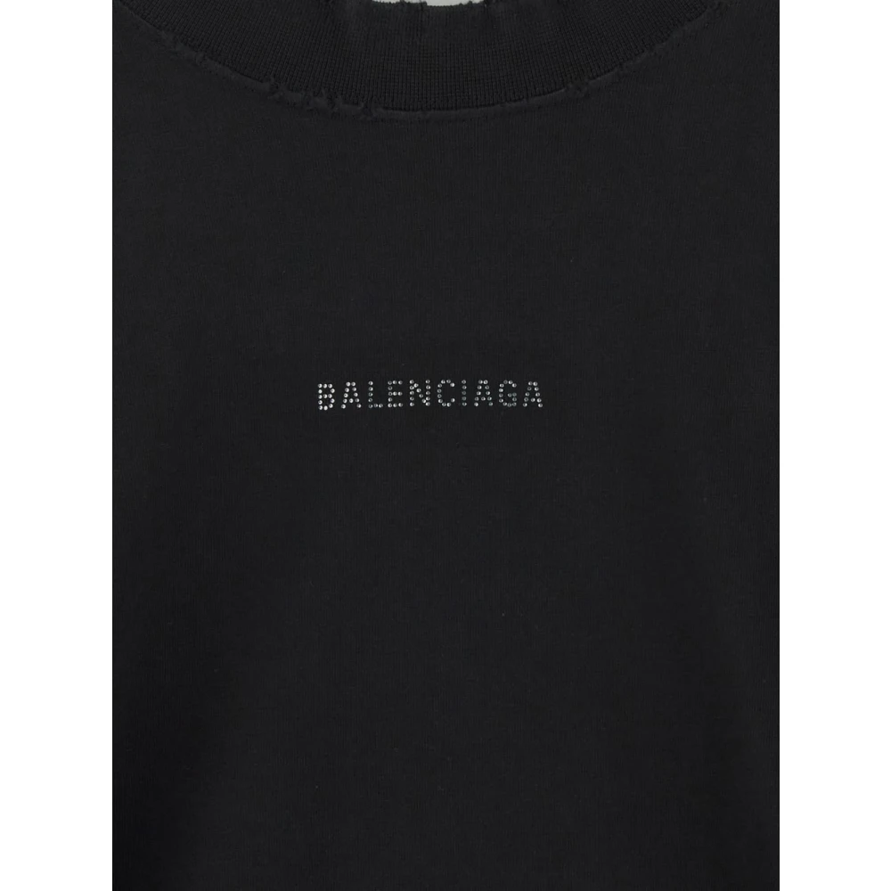 Balenciaga Katoenen Logo T-Shirt Black Heren