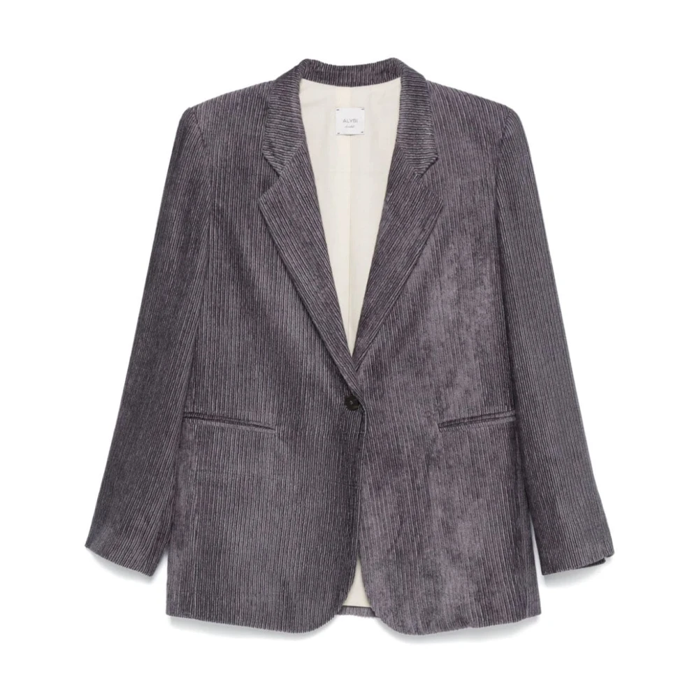 Alysi Paarse Corduroy Jas met Revers Purple Dames