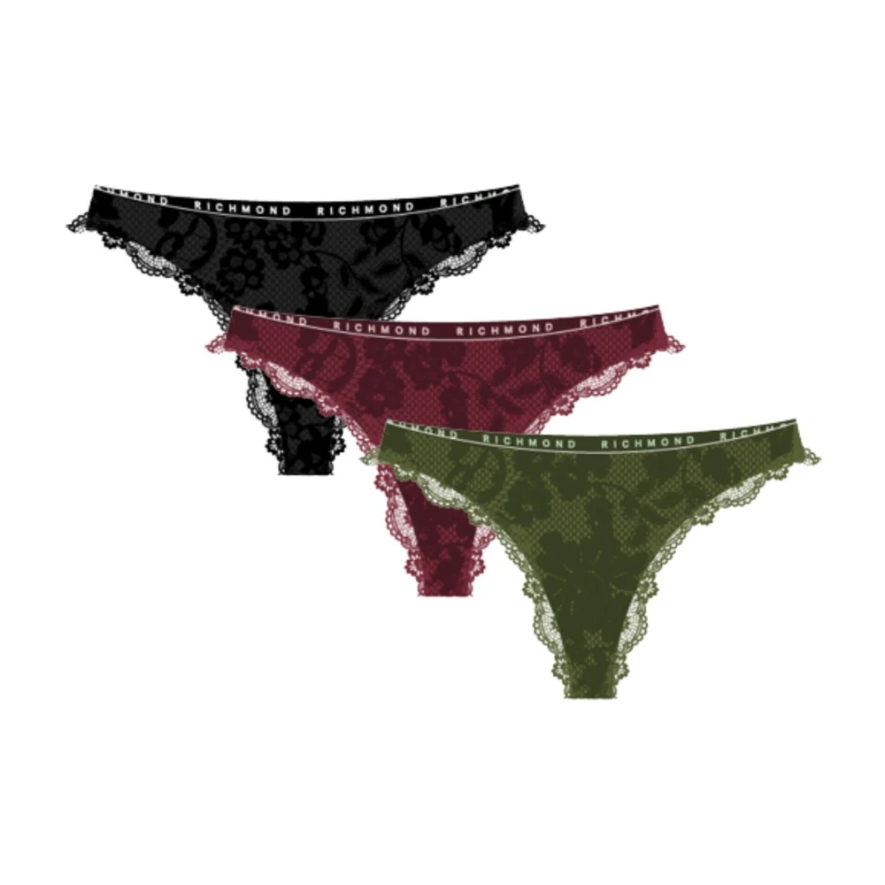 John Richmond Kvinno Multicolor Underkläder Dam, Xl, Läder, Tripack Spetsunderkläder