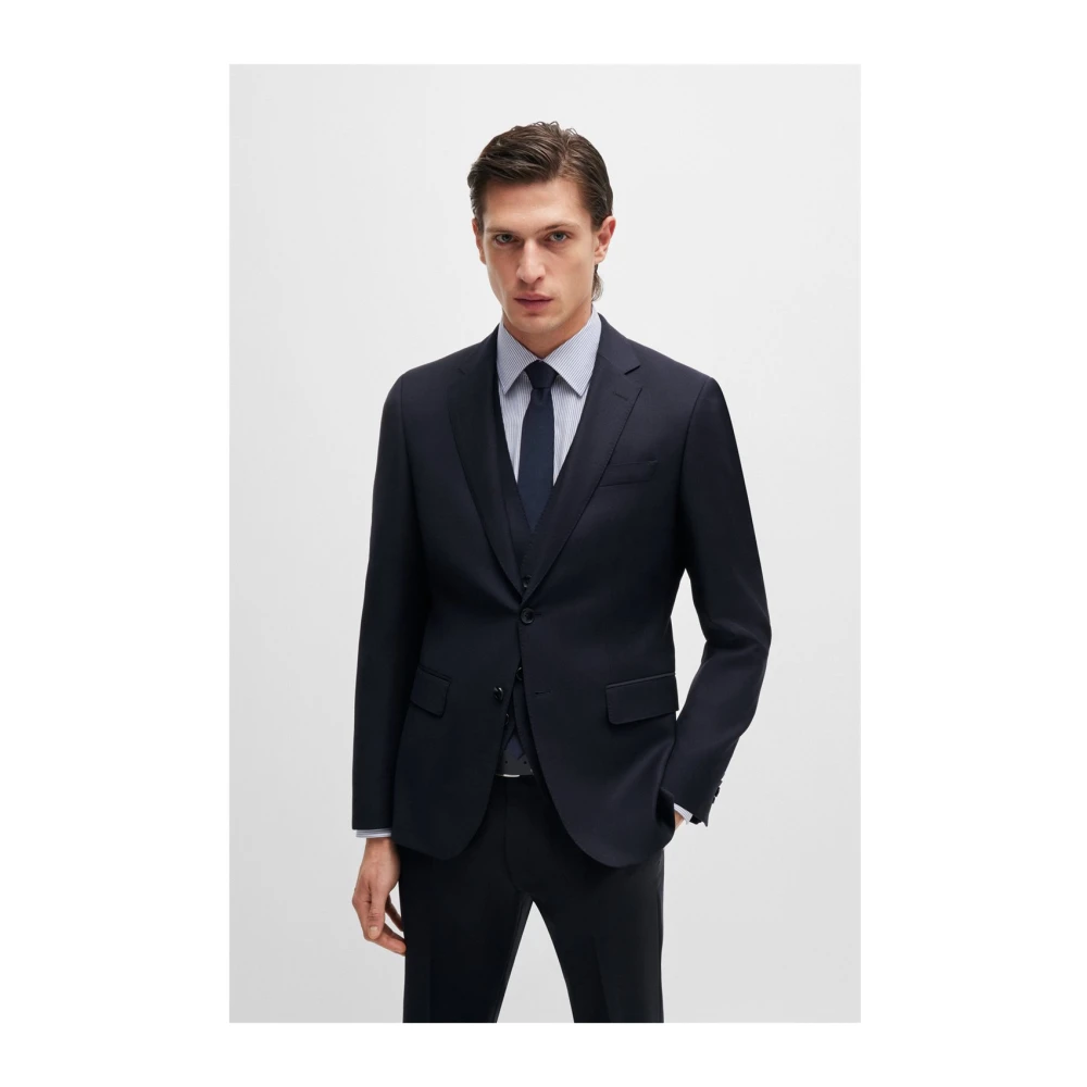 Hugo Boss Slim Fit Wollen Pak met 2 Knopen Blue Heren