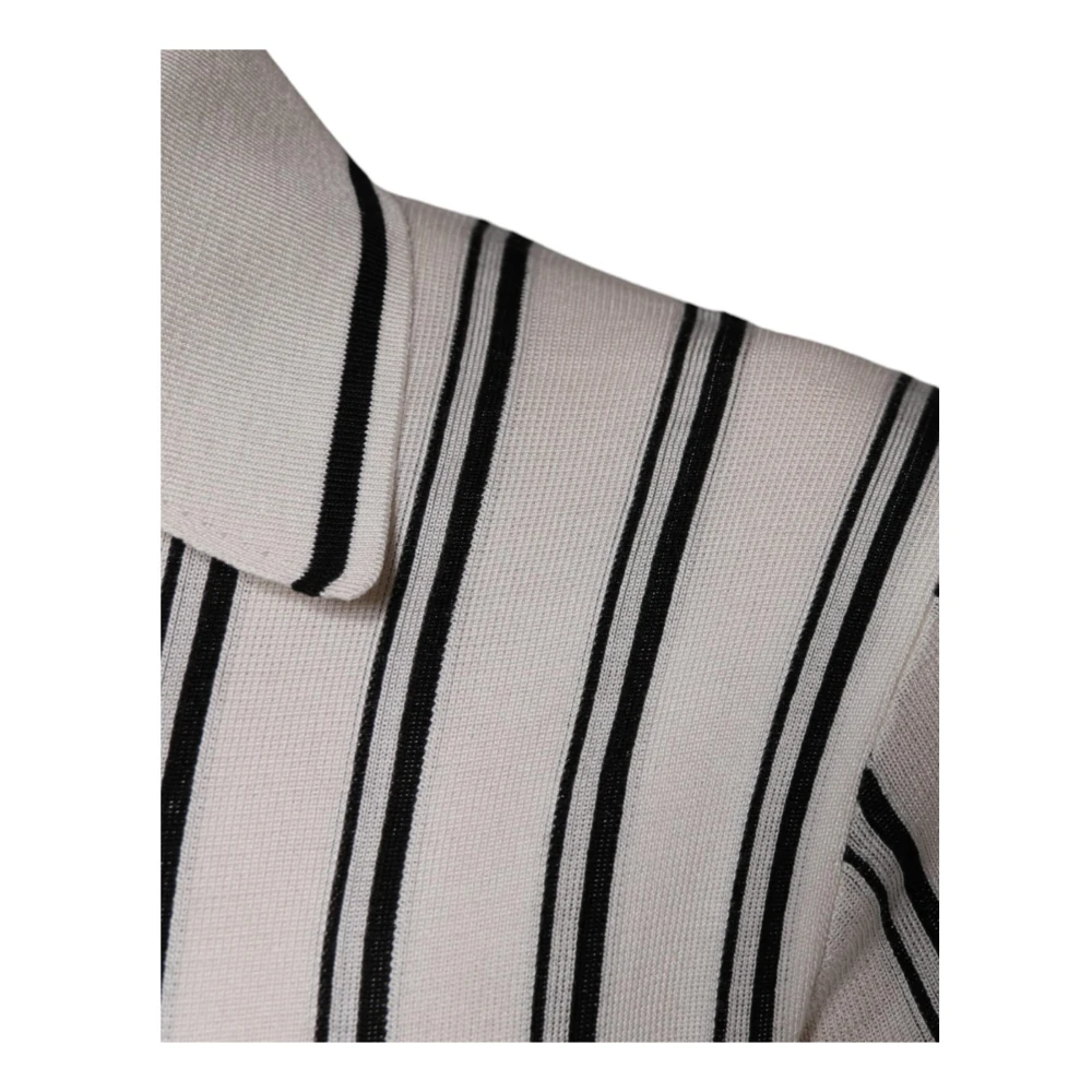 Dolce & Gabbana Gestreept Polo T-shirt met Logodetails White Heren