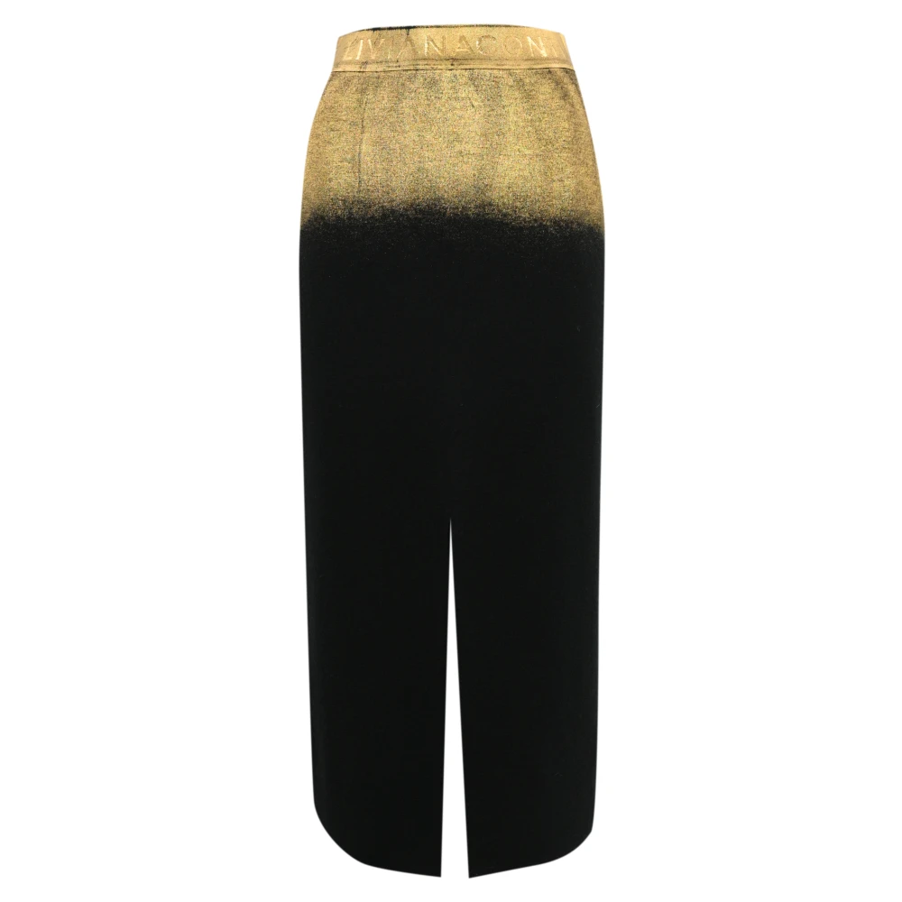 Liviana Conti Zwarte wollen rok met elastische taille Black Dames