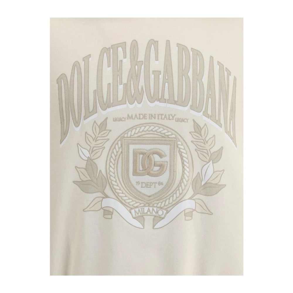 Dolce & Gabbana Maxi Print Hoodie met Monogram Logo Beige Heren