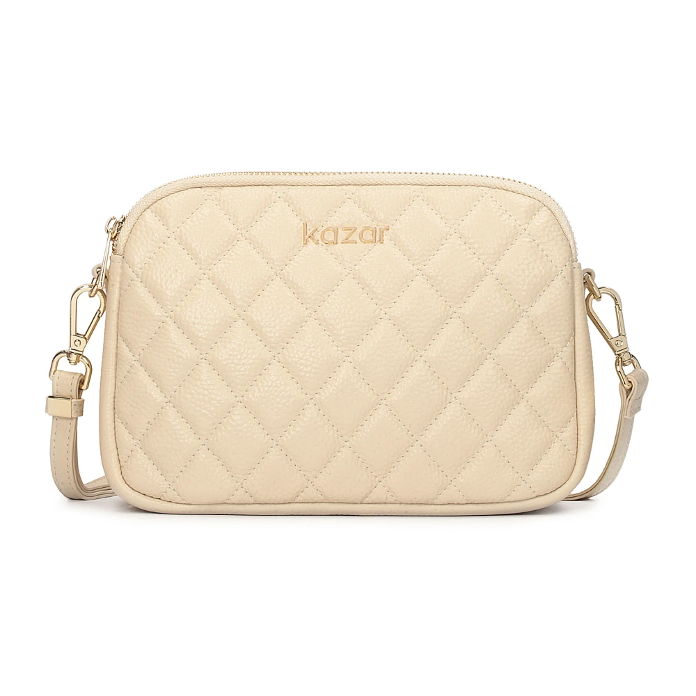Kazar Leren gewatteerde tas aan riem Beige Dames