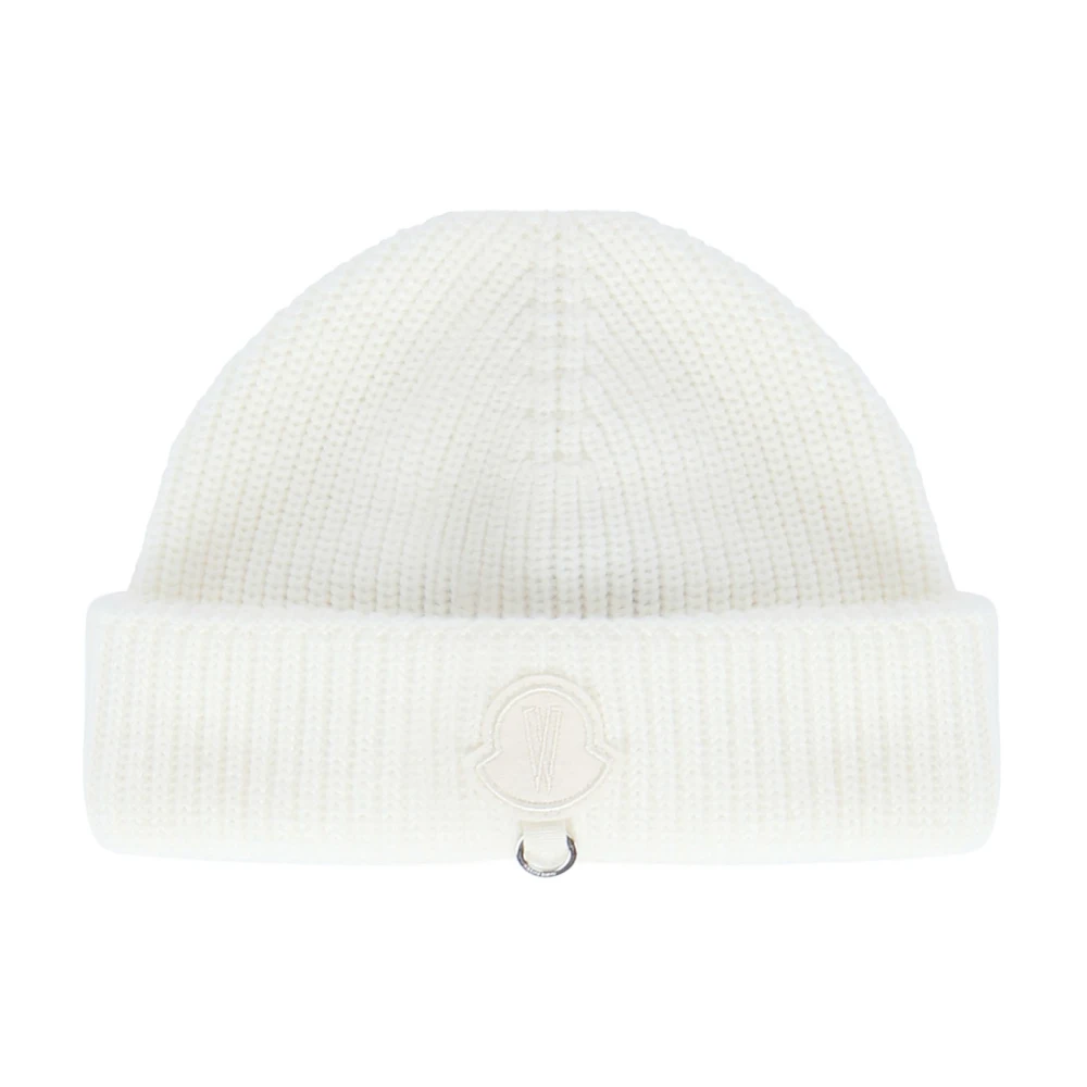 Moncler Witte Wollen Hoeden met Geborduurd Logo White Dames