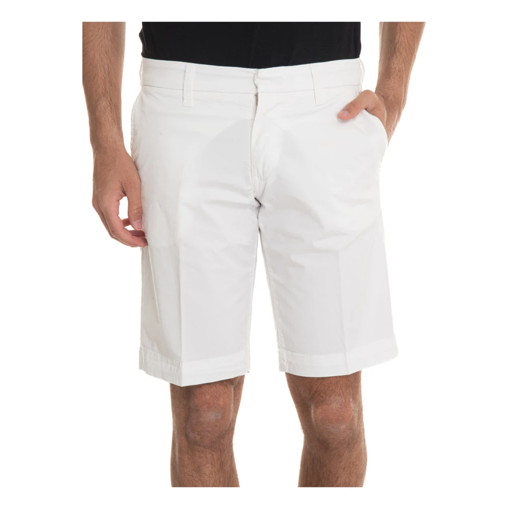 Fay Stretch Cotton Bermuda Shorts met Amerikaanse zak White Heren