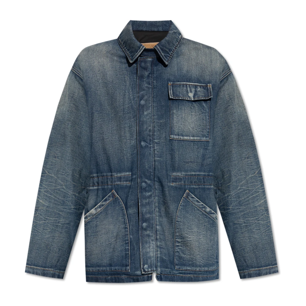 Mm6 Maison Margiela Men's Blue Insulated Denim Jacket - Denim Jackets - M - Jackets