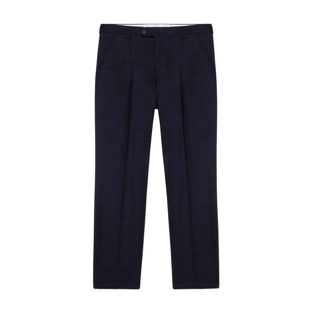 Brooks Brothers Donkerblauwe wollen regular fit pantalon met plooien Blue Heren