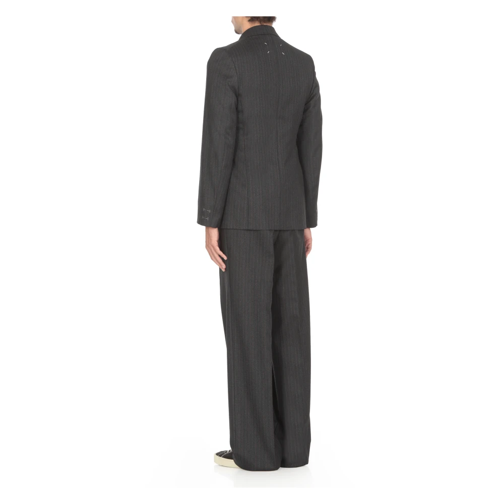 Maison Margiela Blauwe Wol Double-Breasted Blazer Blue Heren