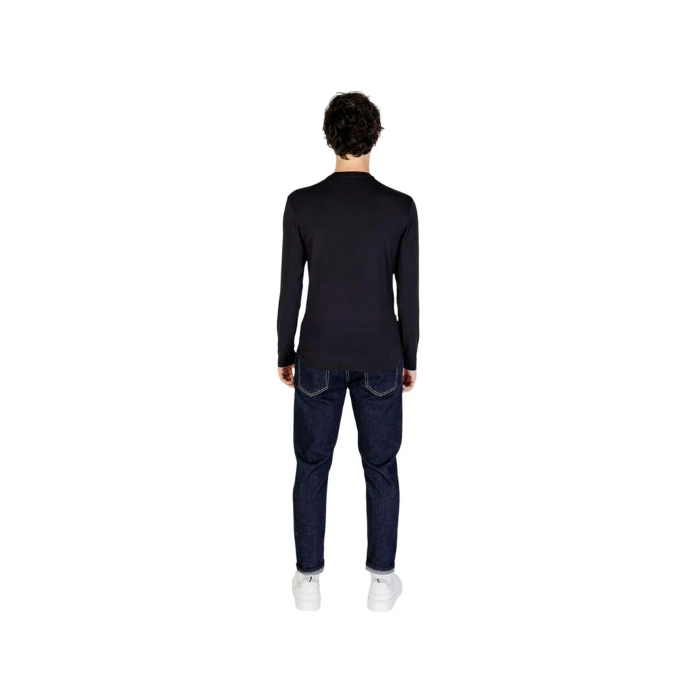 Emporio Armani Zwarte Modal Blend Shirt met Elastaan Black Heren