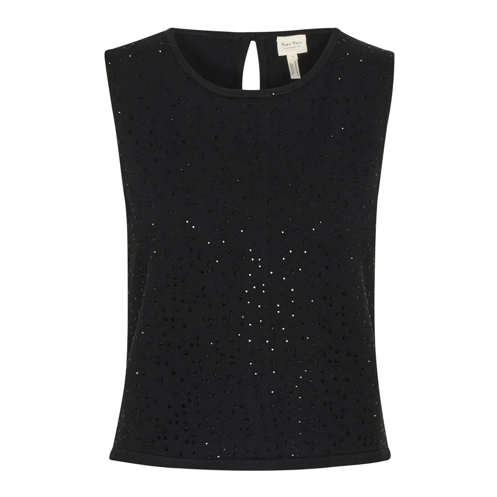 Part Two Zwart Rhinestone Gebreide Top Black Dames