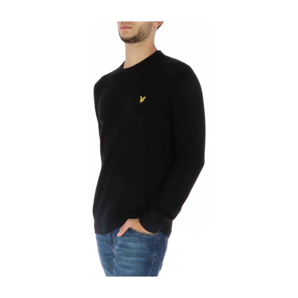 Lyle & Scott Zwarte Gebreide Ronde Hals Trui Black Heren