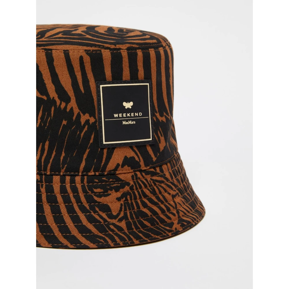 Max Mara Weekend Bucket Hat met Dierenprint Brown Dames