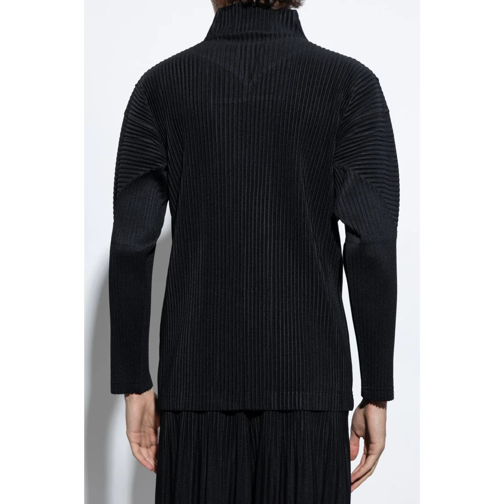 Issey Miyake Geplooide sweatshirt met rits Black Heren