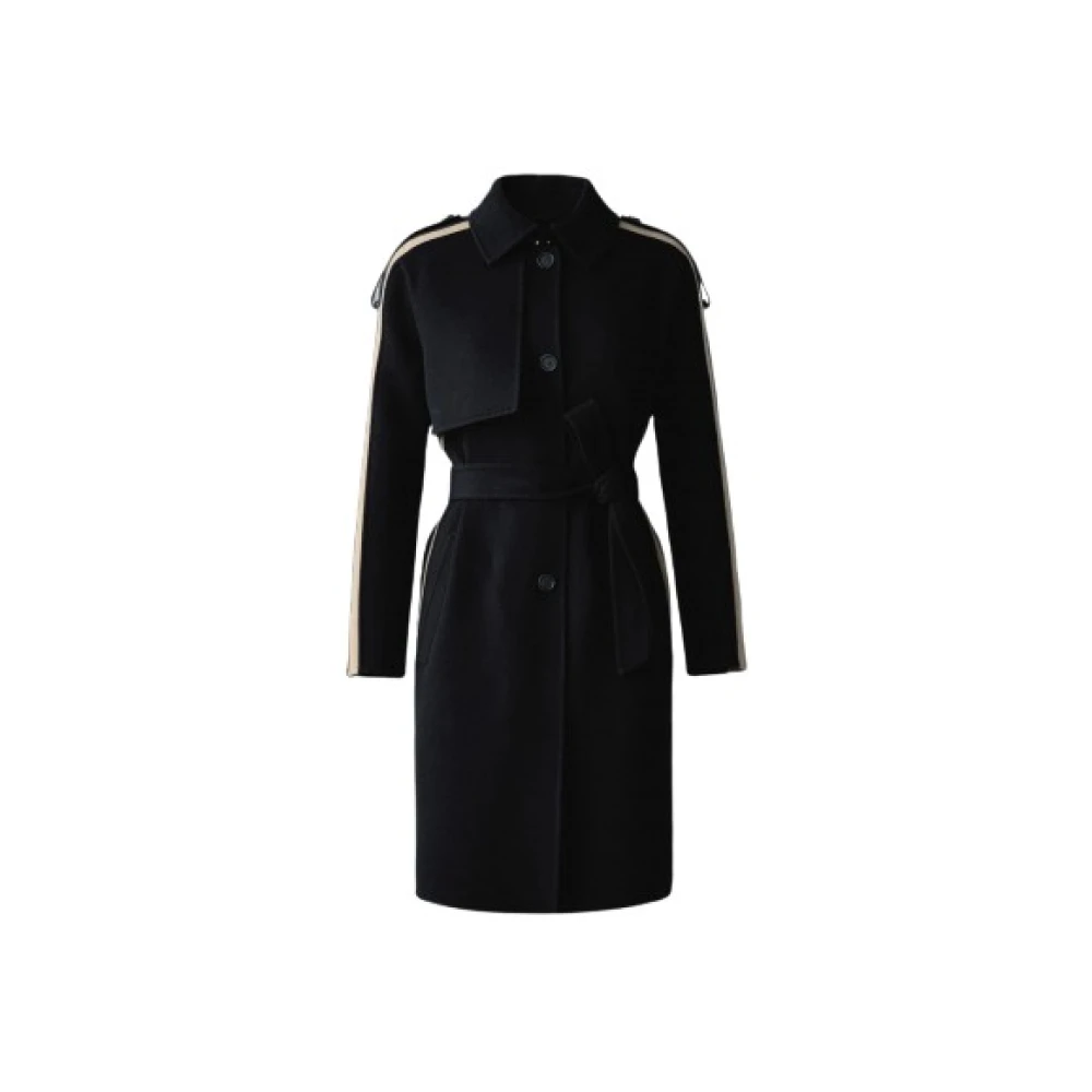 Mackage Aliza Dubbelzijdige wollen gestreepte trenchcoat Black Dames