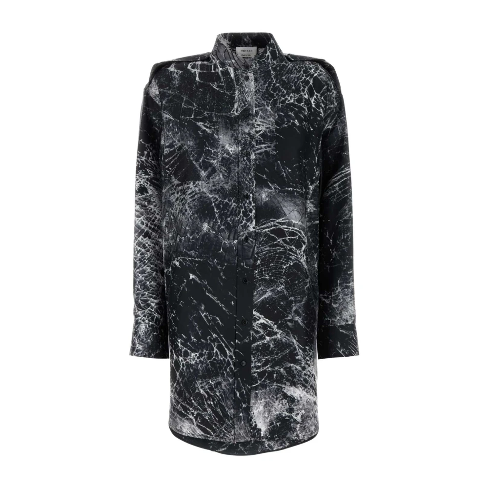 alexander mcqueen Zijden overhemdjurk met print Multicolor Dames