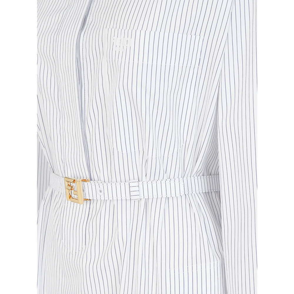 Fendi Witte Midi Overhemdjurk Gestreepte Katoen White Dames