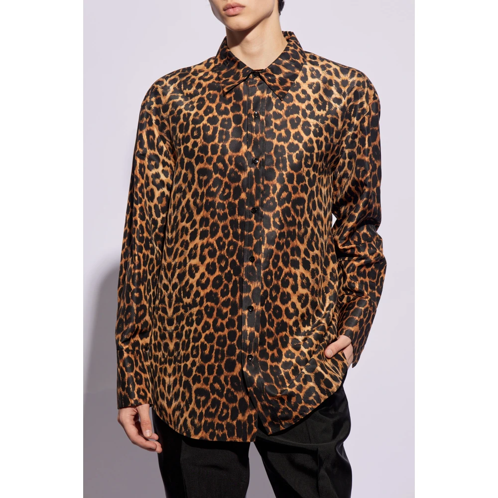 Saint Laurent Shirt met dierenmotief Brown Heren