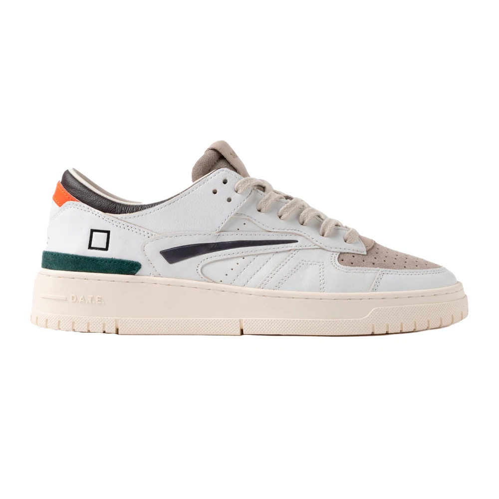 D.a.t.e. Men's White Blue Leather Trainers With Unique Details - Sneakers - 11 Uk - Shoes