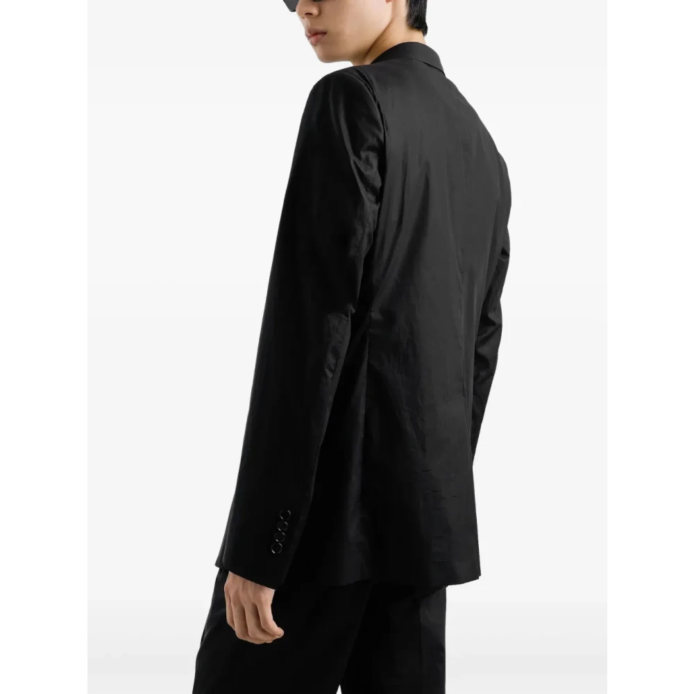 Dolce & Gabbana Zwarte Jassen met Peak Revers Black Heren