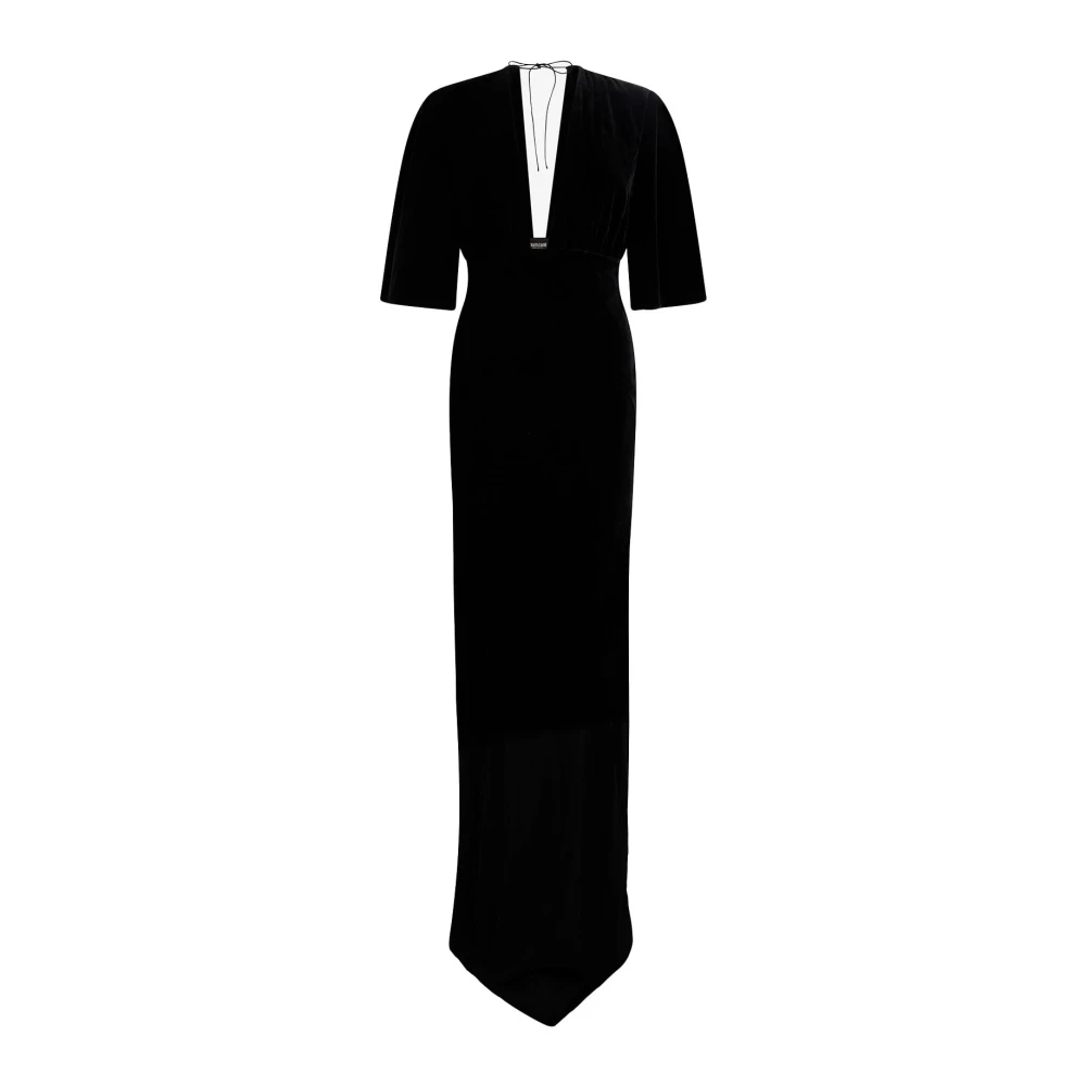 Roberto Cavalli Black Gowns, Female, M, Long V-Neck Gown