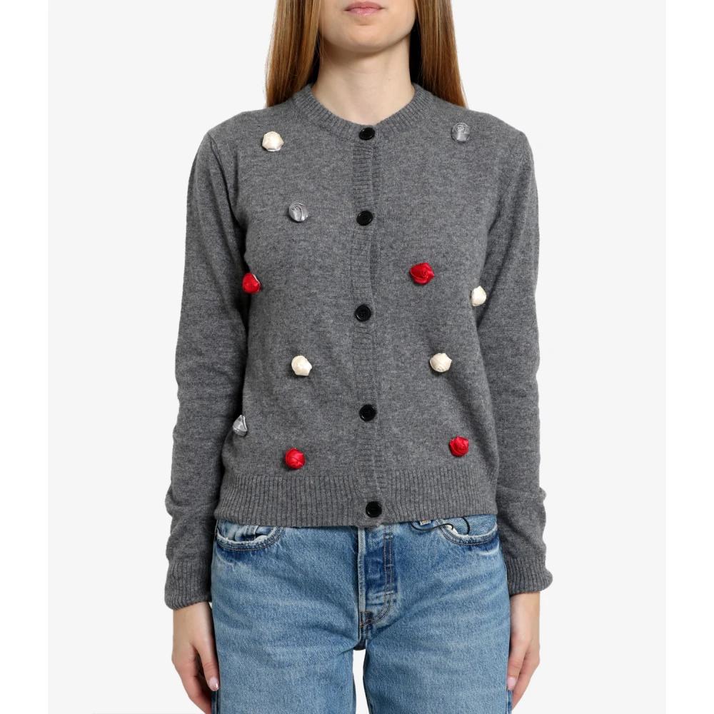 Msgm Grijze Wollen Trui met Rozetten Gray Dames