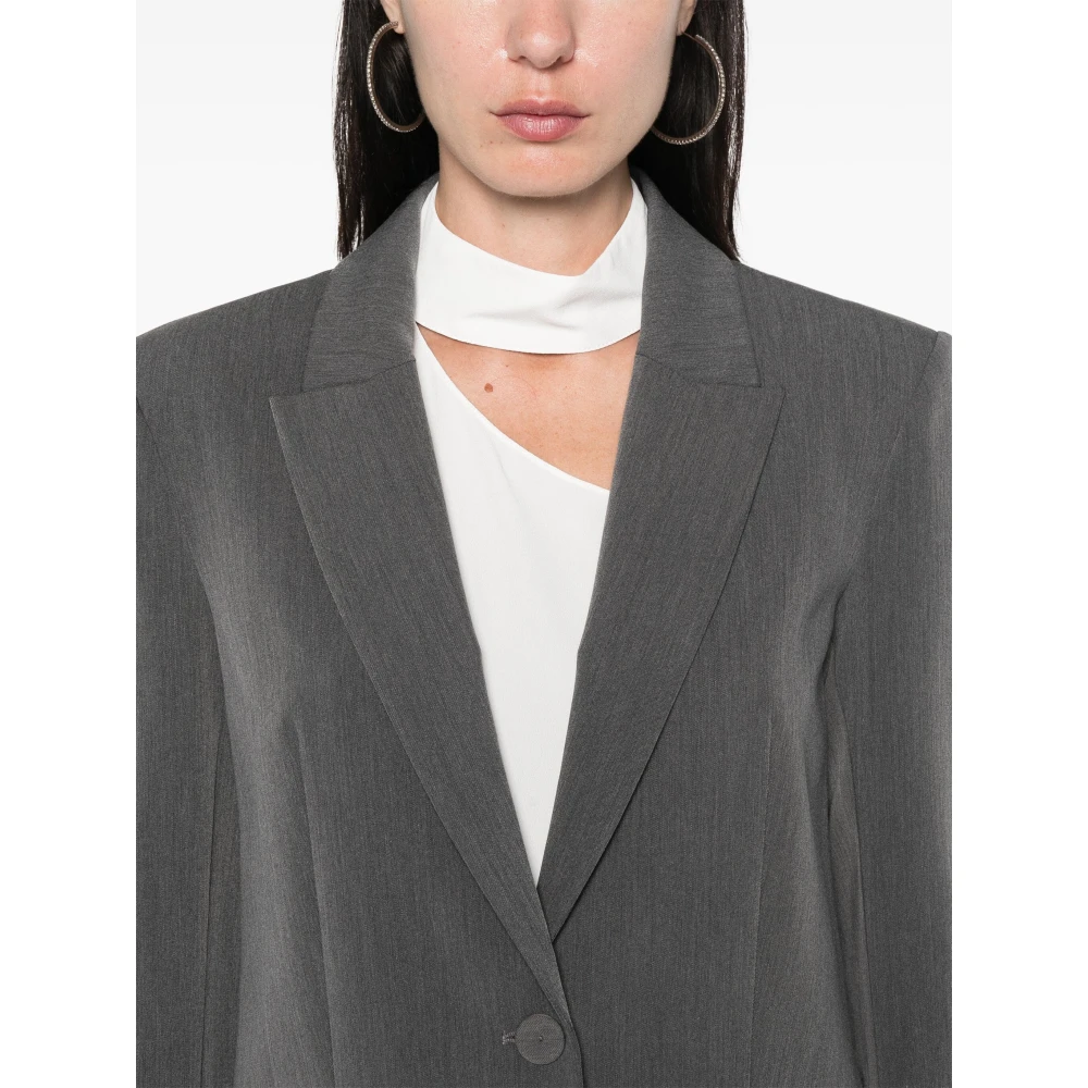 PATRIZIA PEPE Essentiële Viscose Twee-Knoop Jas Gray Dames