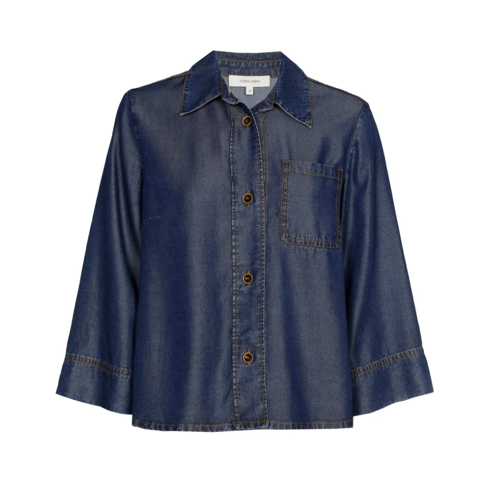 Marie Méro Lyocell Jeans Look Blouse Jas Blue Dames