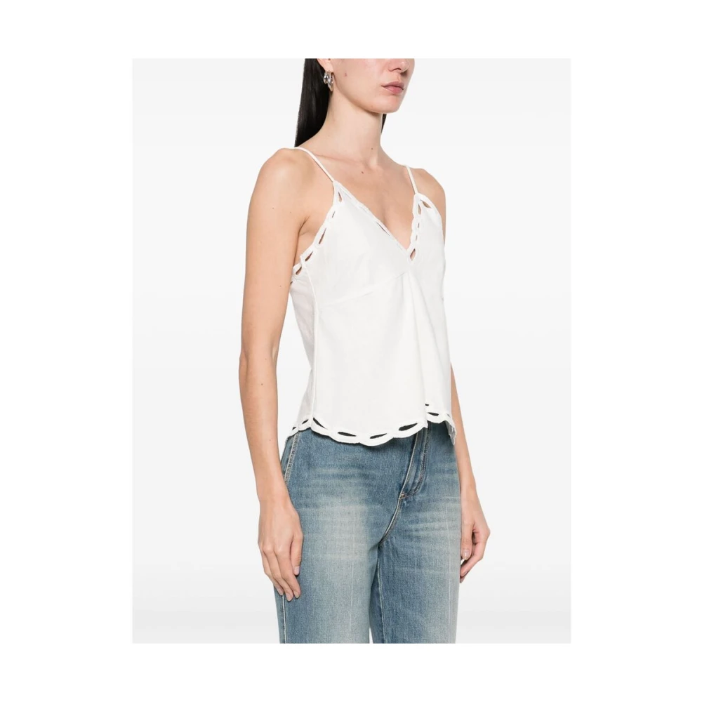 Isabel Marant Étoile Elegante witte gehaakte trim V-hals top White Dames