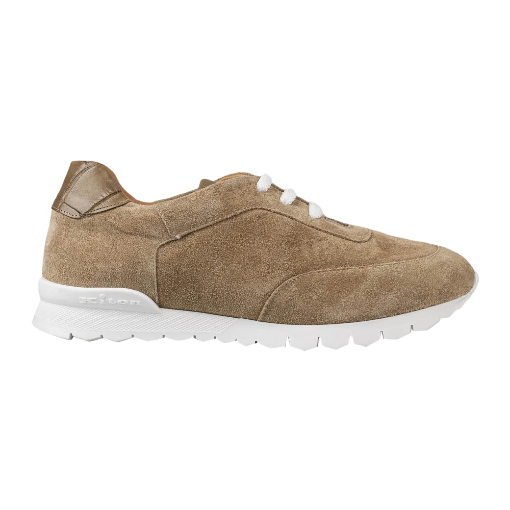 Kiton Suède en Krokodillenleren Sneakers Heren Schoenen Beige