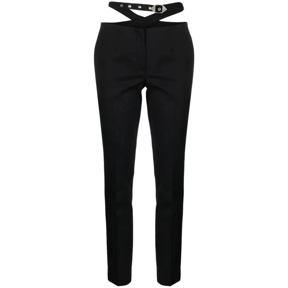 The Attico Women's Black Wool Long Trousers - Slim-Fit Trousers - S - Trousers