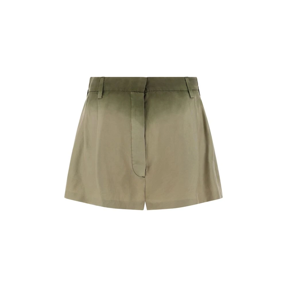 Prada Zijden Shorts met Verborgen Knoopsluiting Beige Dames