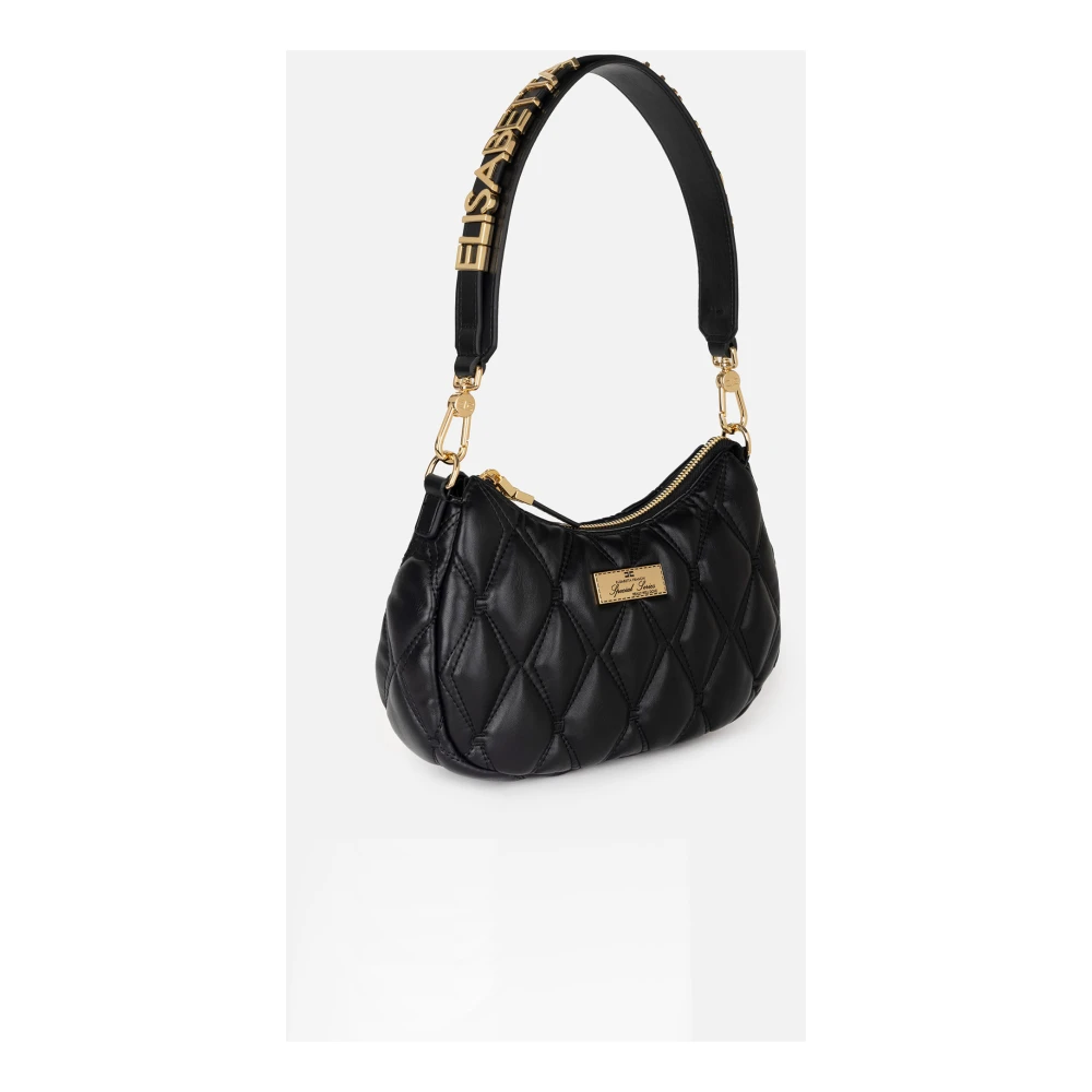 Elisabetta Franchi Zwarte Hobo Tas met Reliëf Werk Black Dames