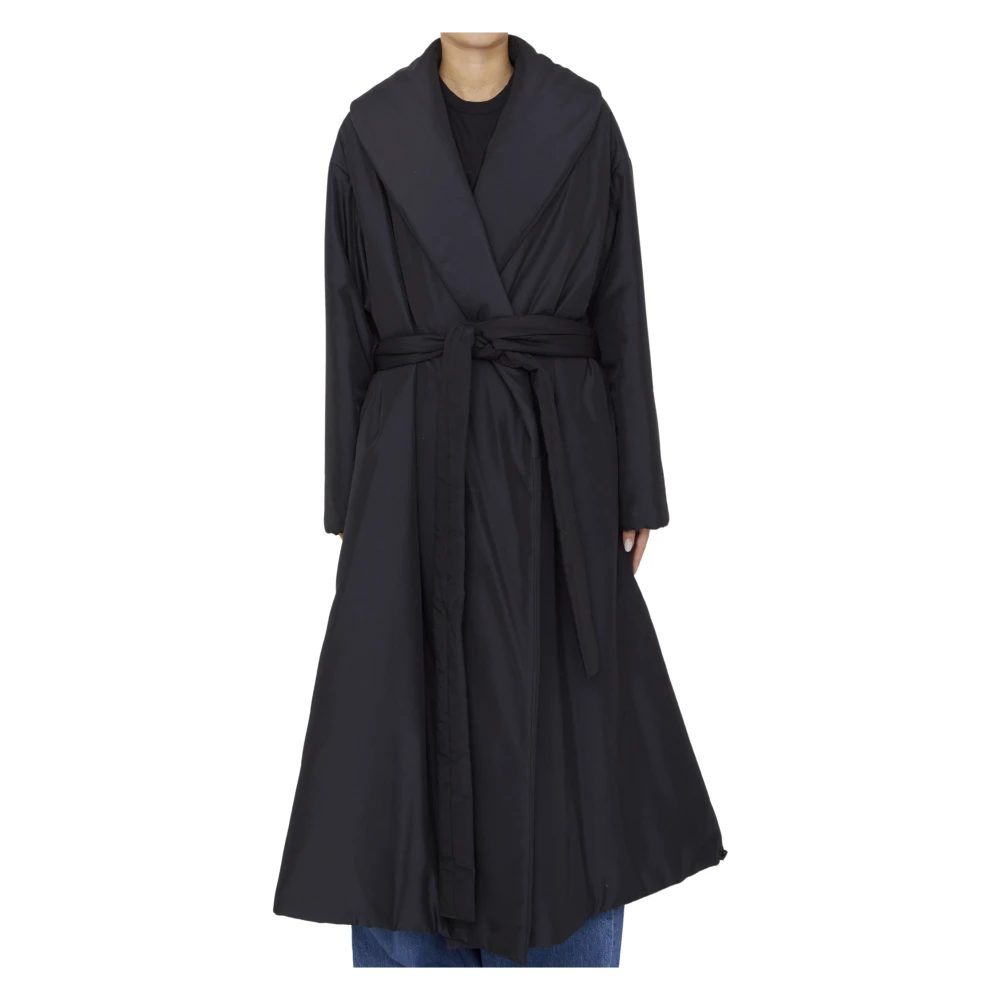 The Row Zwarte waterbestendige nylon en zijden jas Black Dames