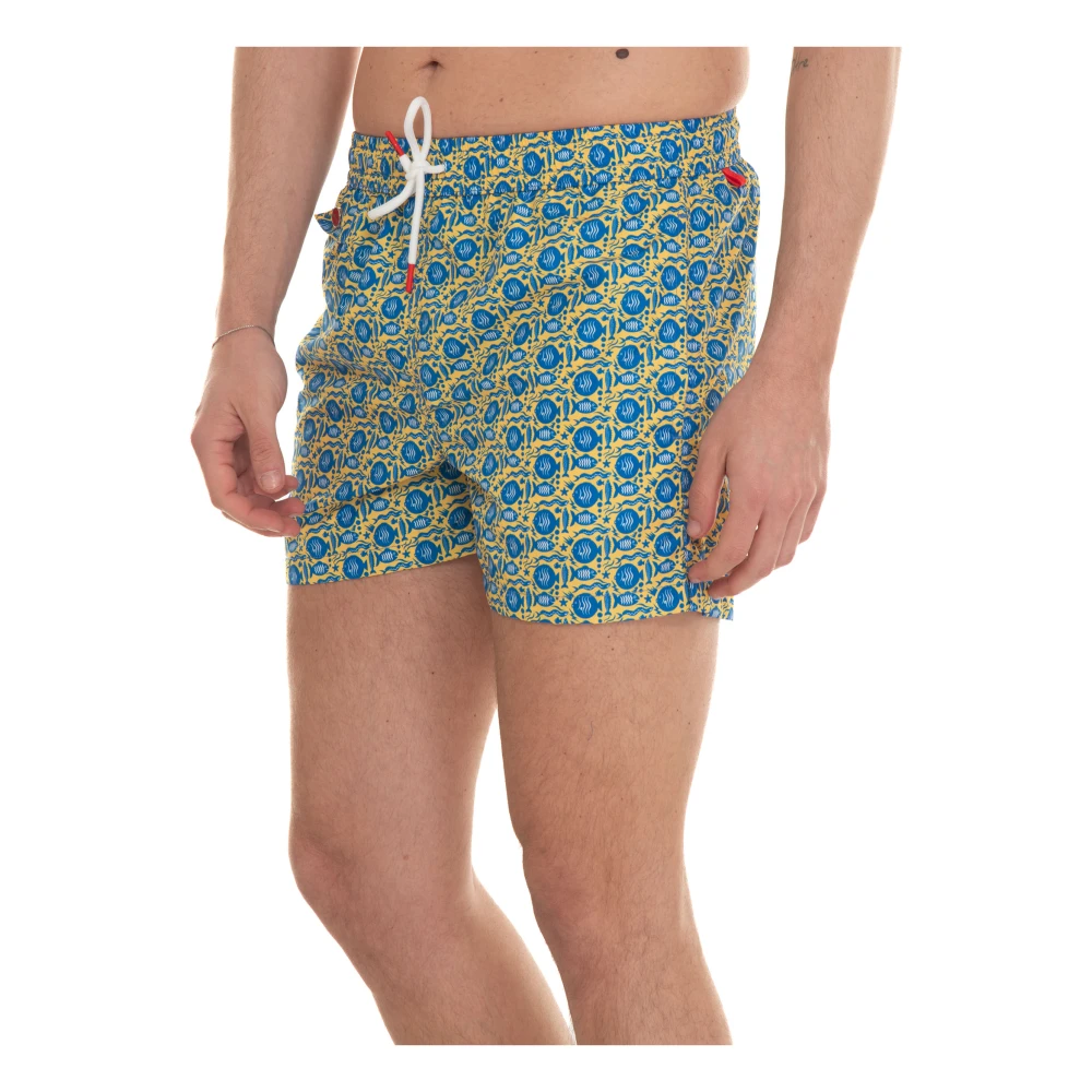 Kiton Vispatroon Bicolored Boardshort met Zakken Multicolor Heren