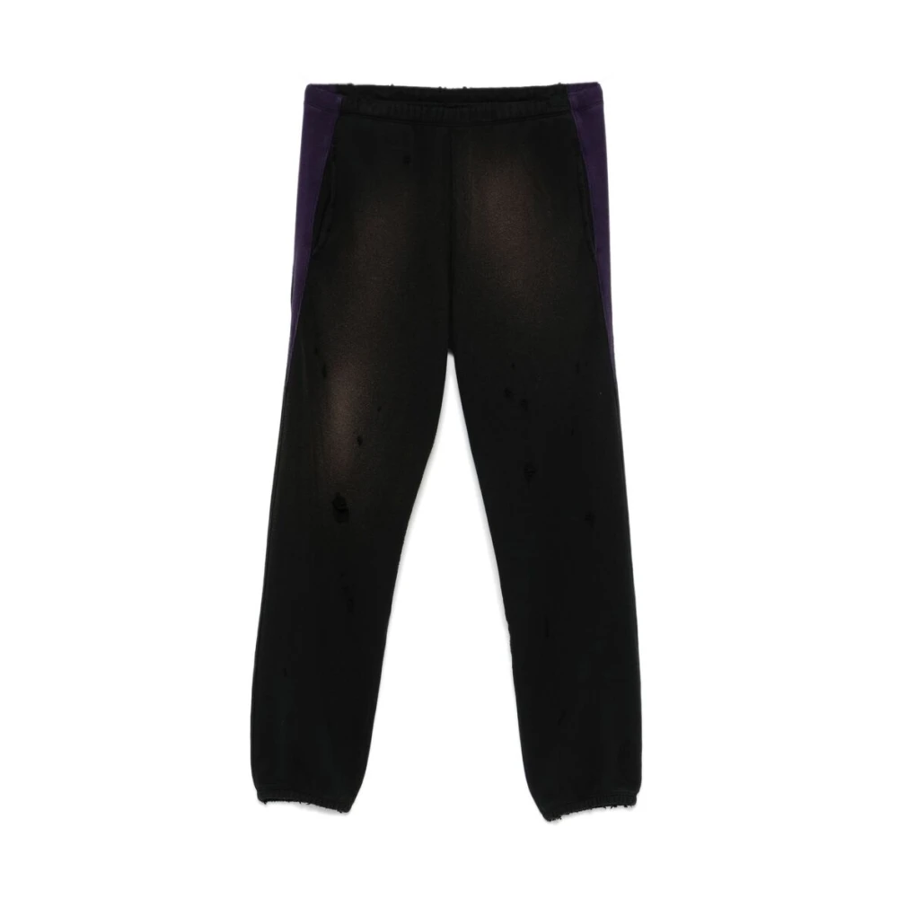 Needles Gedistresseerde katoenen jersey broek Black Heren