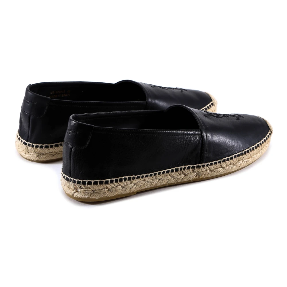 Saint Laurent Geborduurde leren espadrilles Black Heren